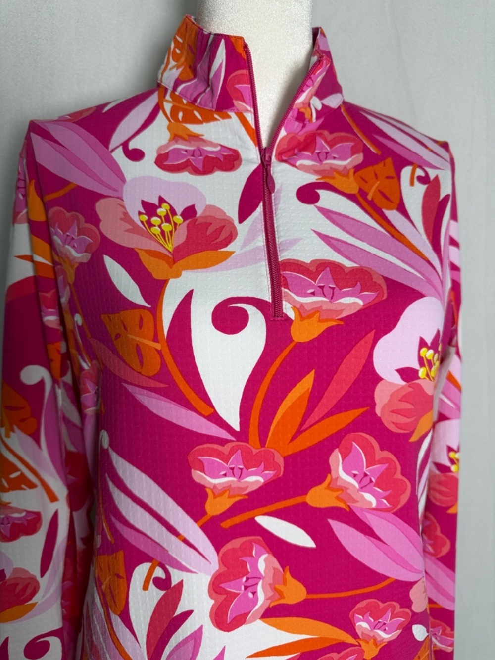 IBKUL UBHOT CAPRESE PINK MEGAHEAT Long Sleeve Mock Golf Shirt Size S Quarter Zip - Picture 3 of 12